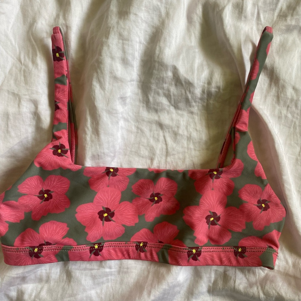 Floral Pink and Green Women's Bralette